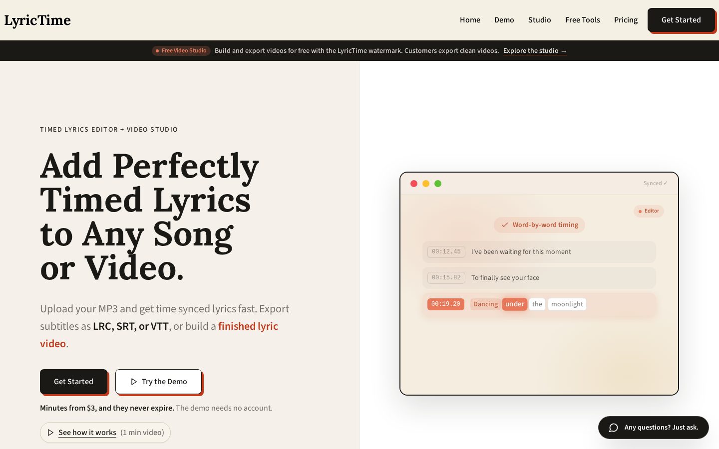 LyricTime Homepage