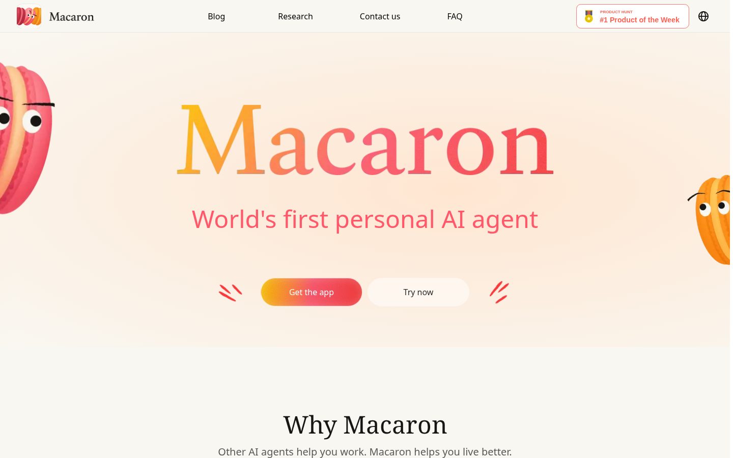 Macaron AI Homepage
