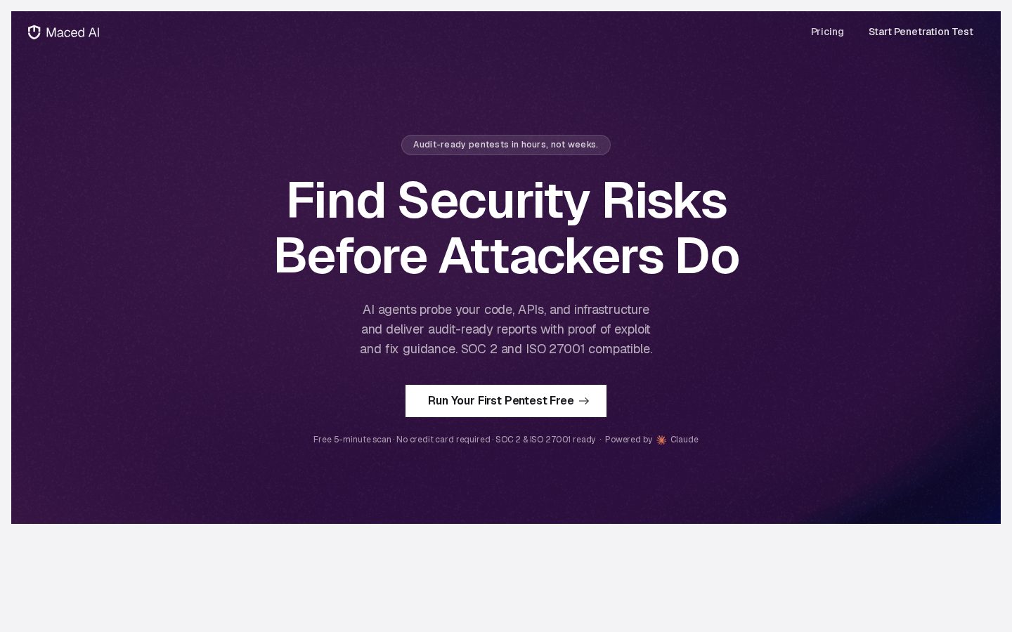 Maced AI Homepage