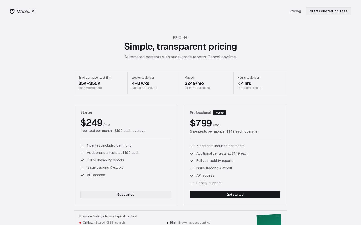 Maced AI Pricing