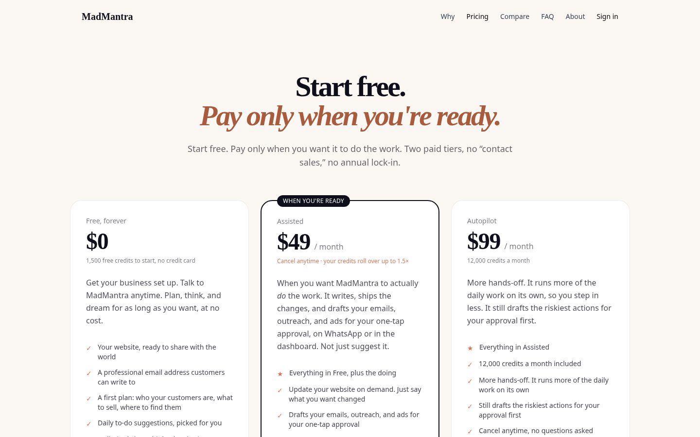 MadMantra Pricing