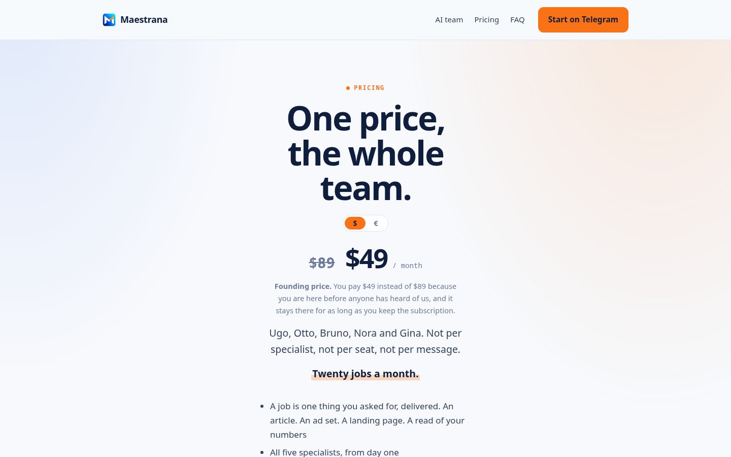 Maestrana Pricing