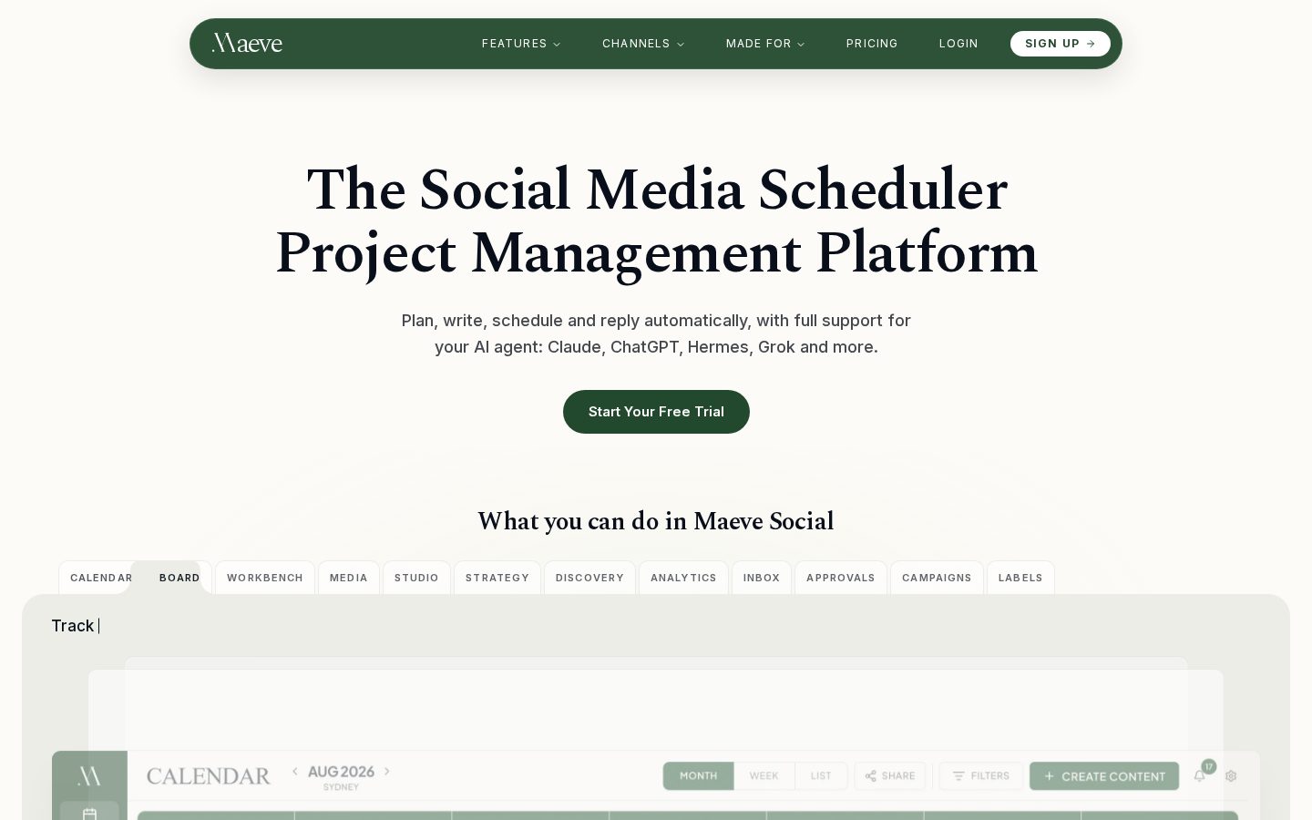 Maeve Social Homepage