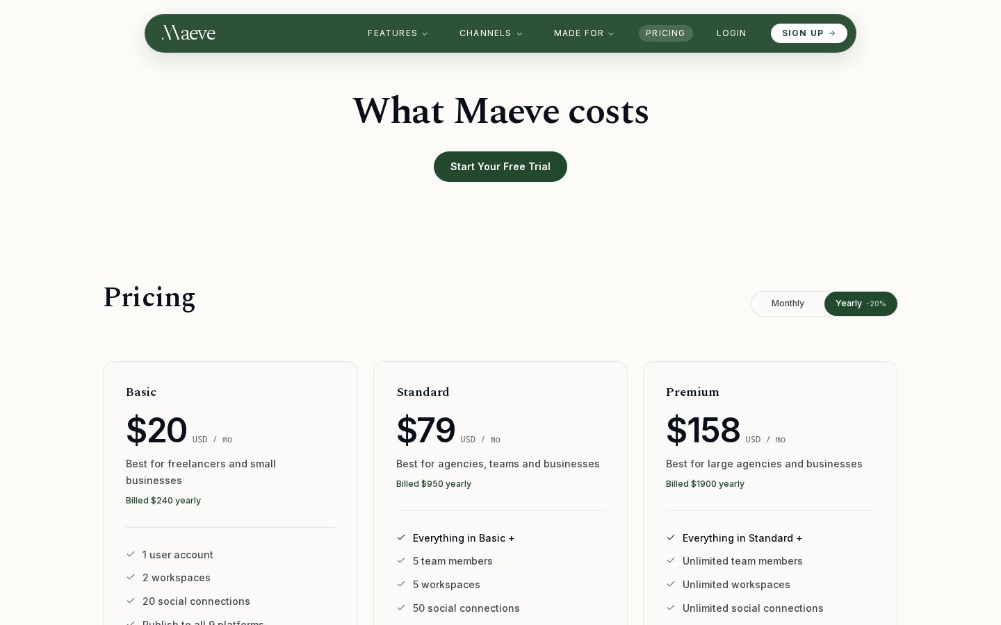 Maeve Social Pricing