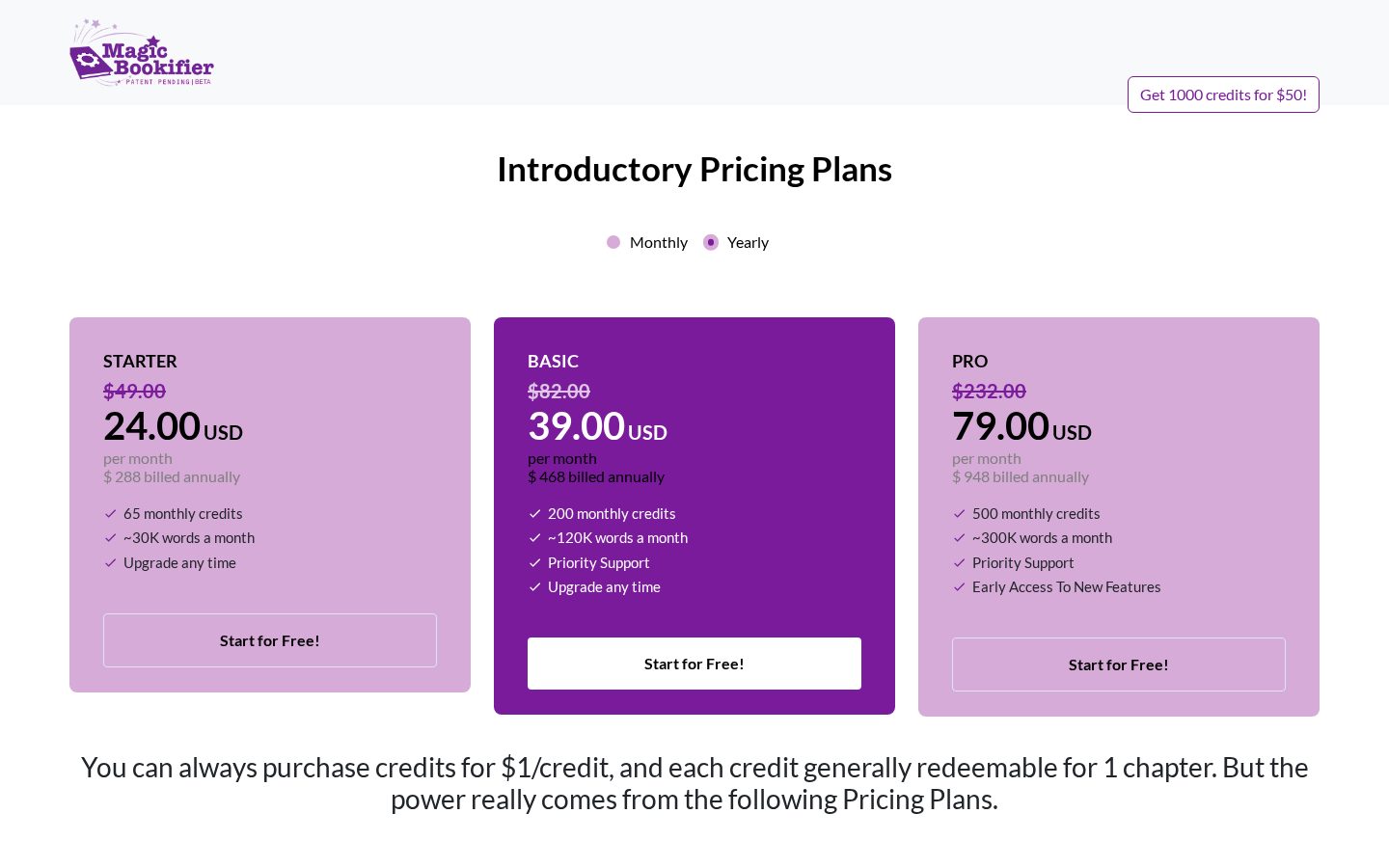 Magic Bookifier Pricing