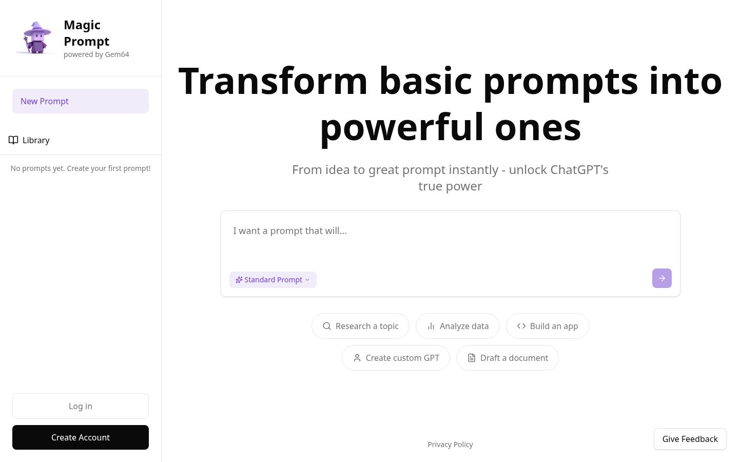 Magic Prompt Homepage