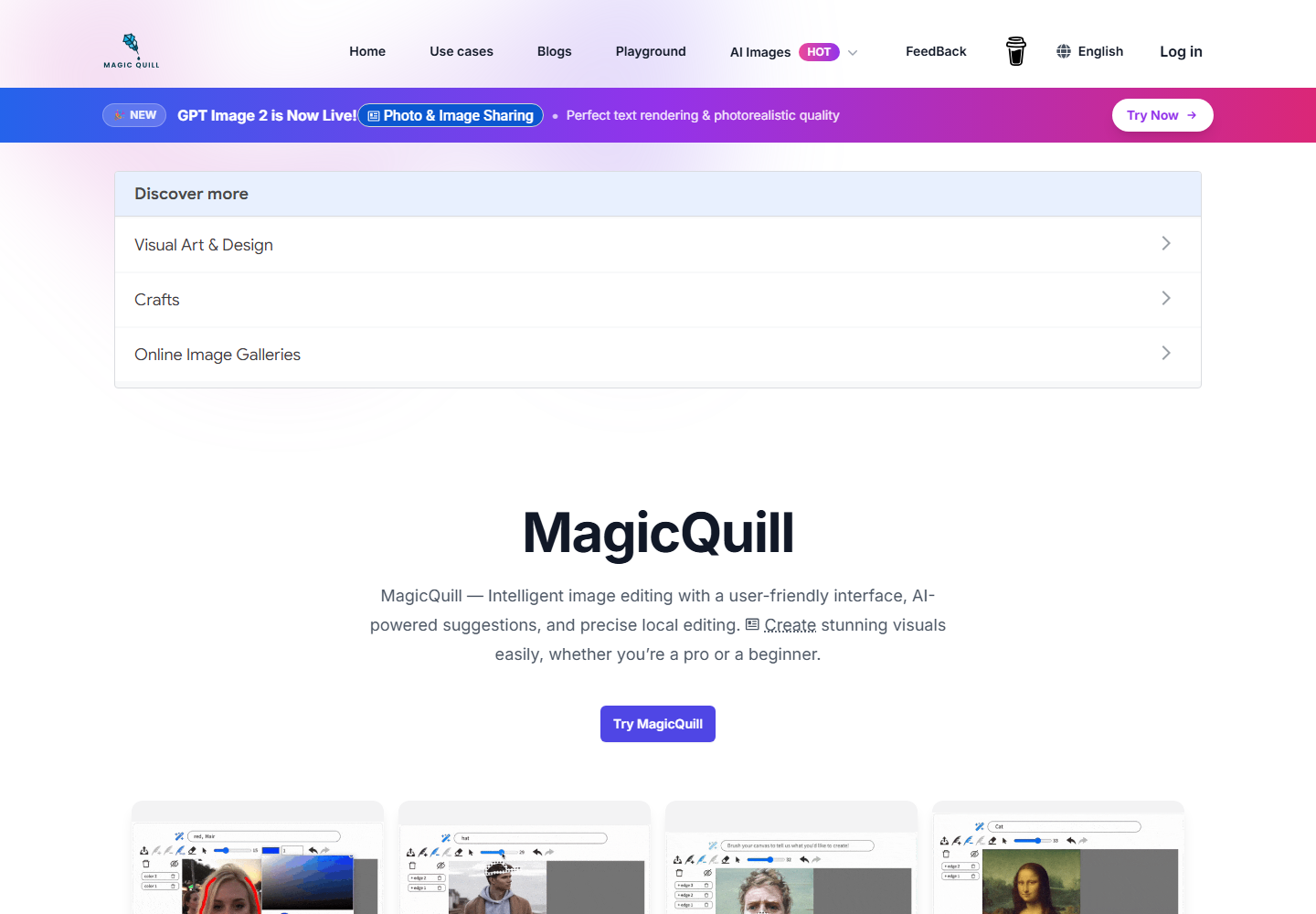 Magic Quill AI homepage