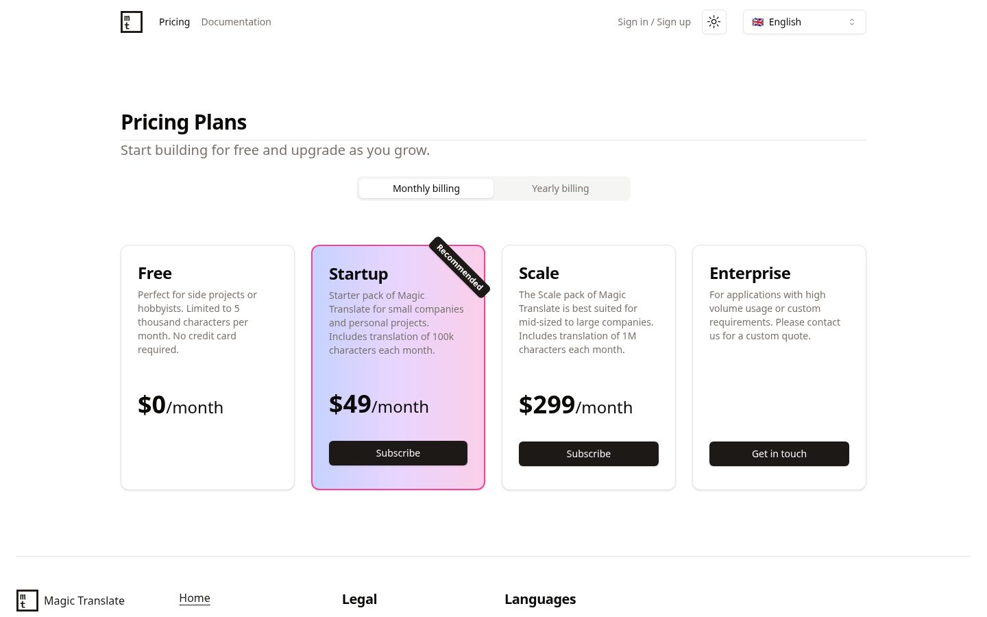 Magic Translate Pricing