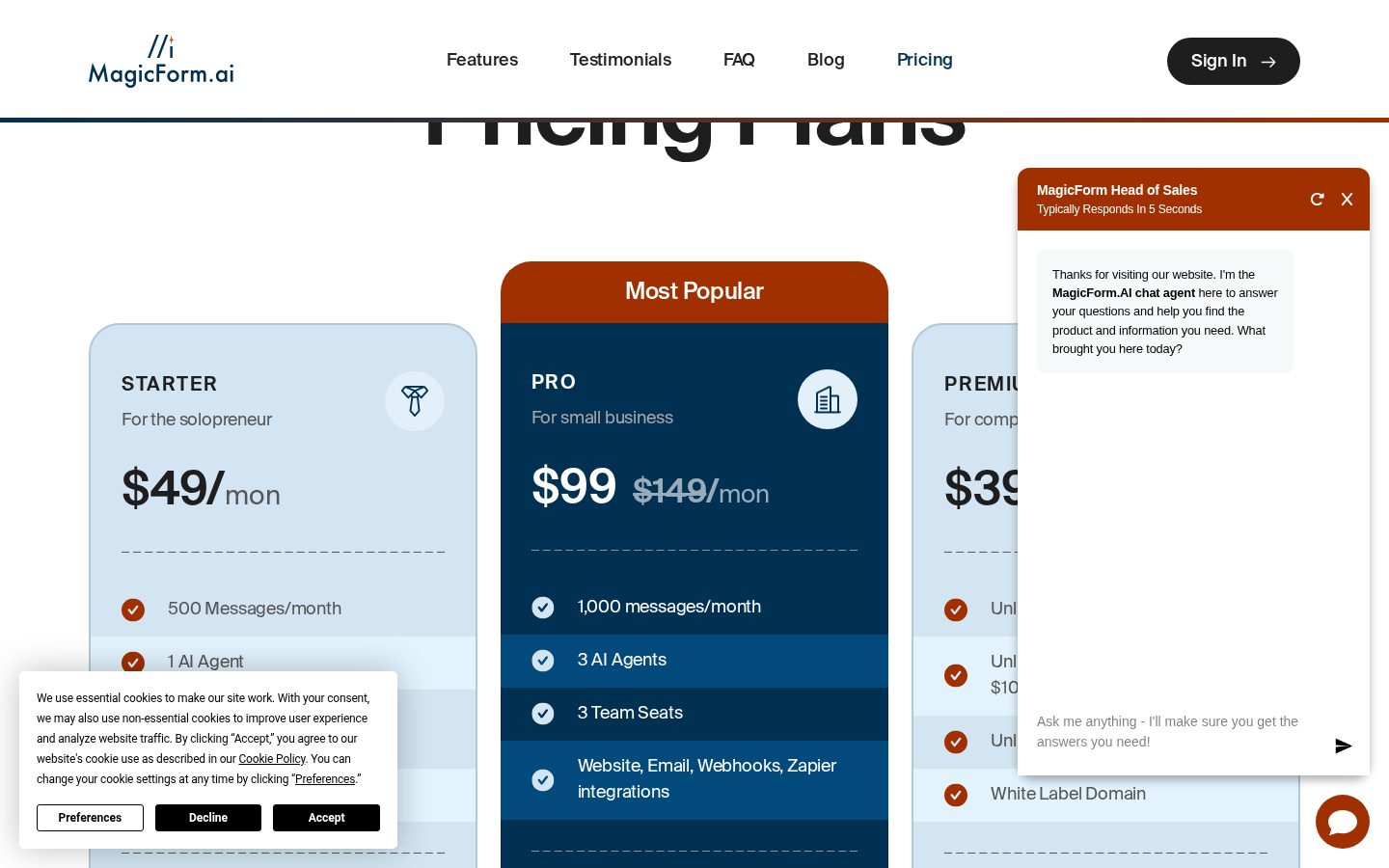 MagicForm AI Pricing