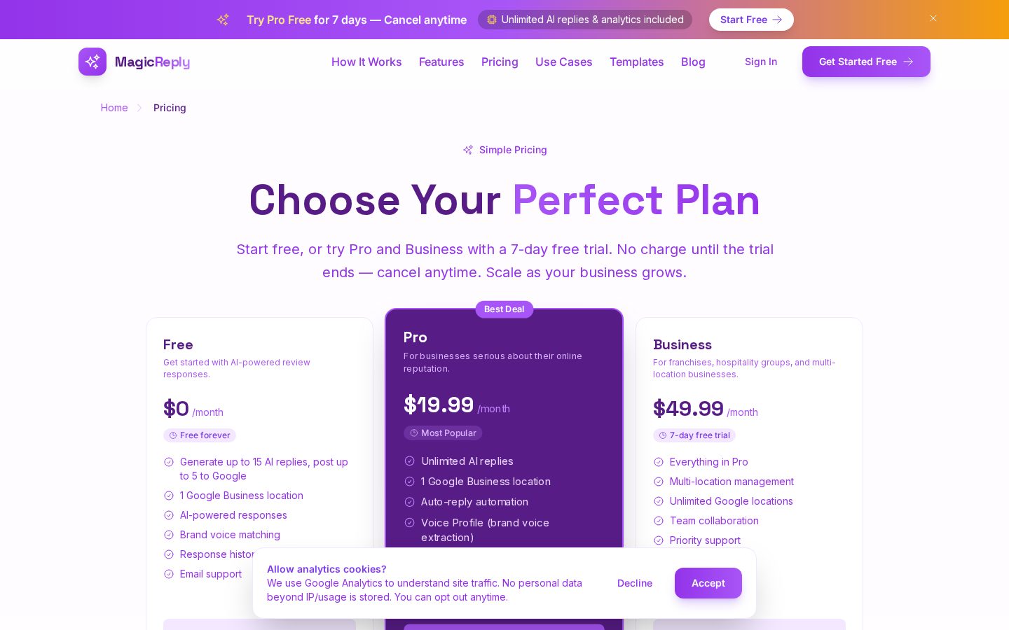 MagicReply Pricing
