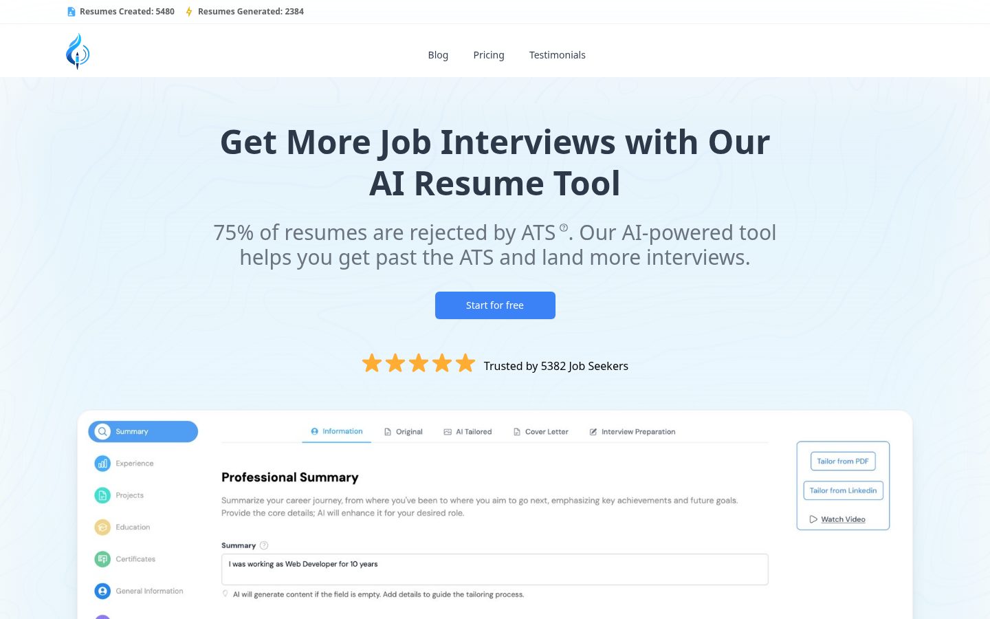 MagicResumeAI Homepage