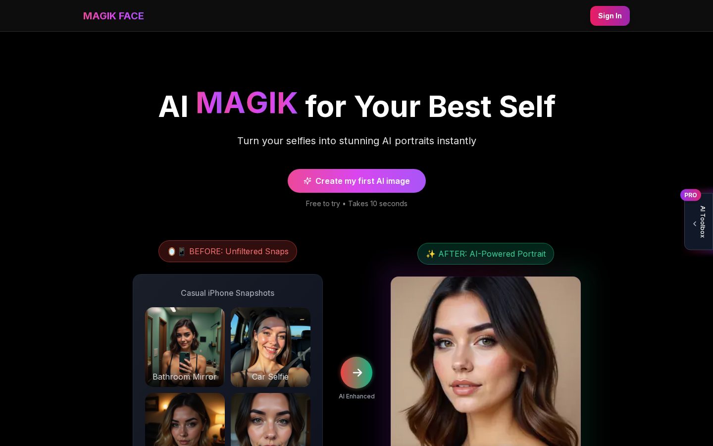 Magik Face Homepage