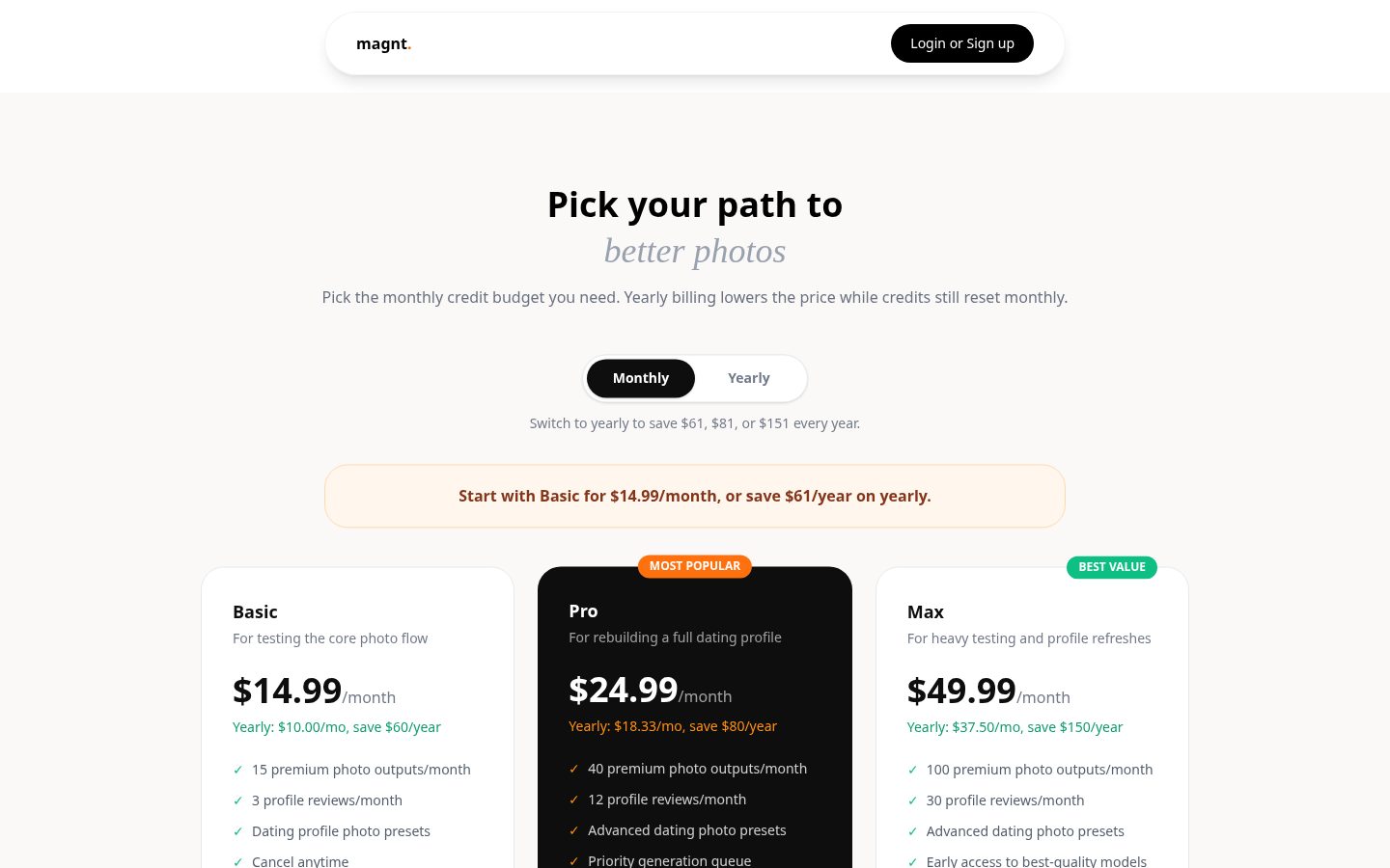Magnt Pricing