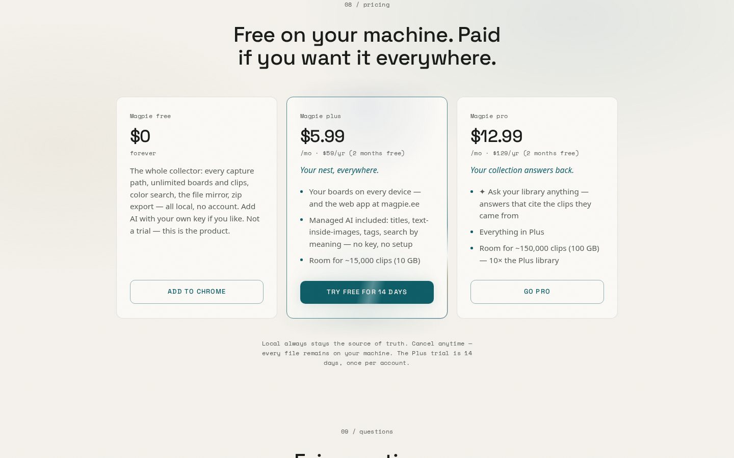 Magpie Pricing