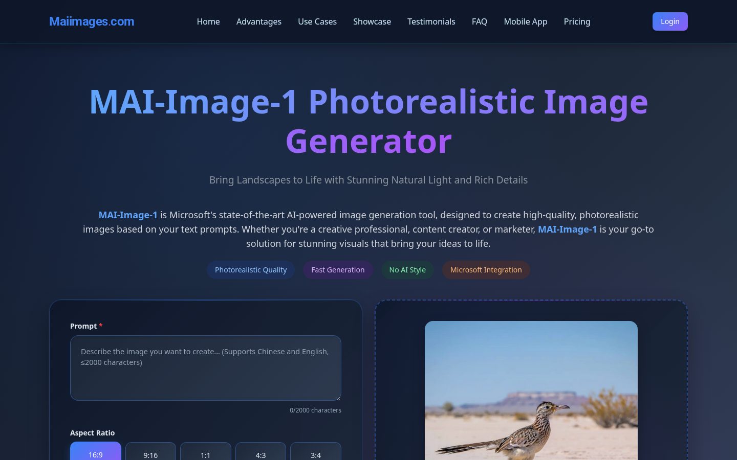 MAI-Image-1 Homepage
