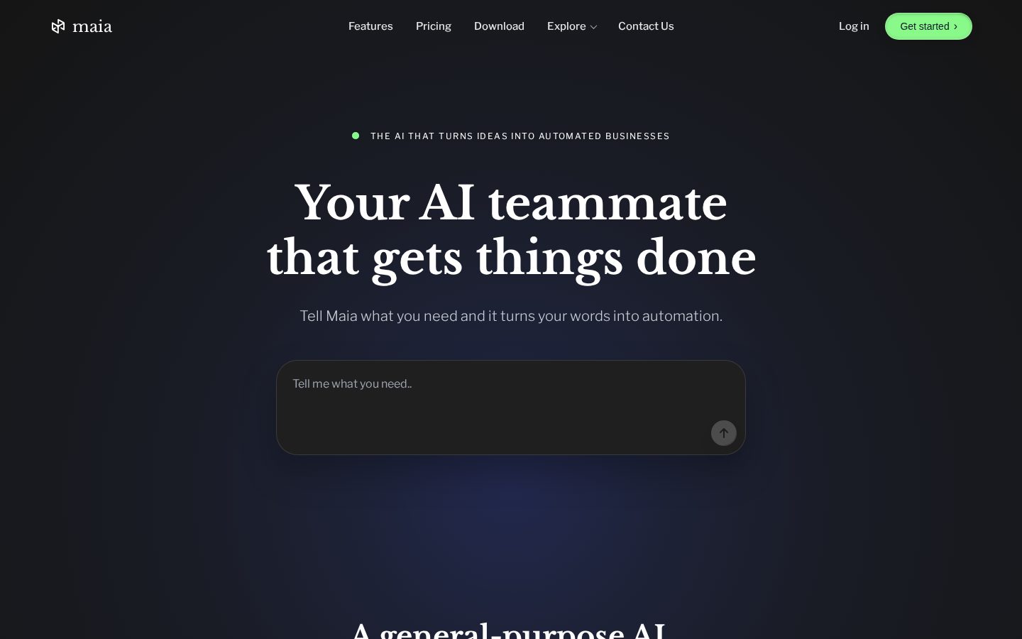 maia.is your AI that gets things done Homepage
