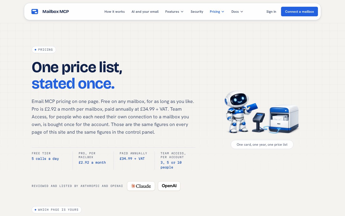 Mailbox MCP Pricing