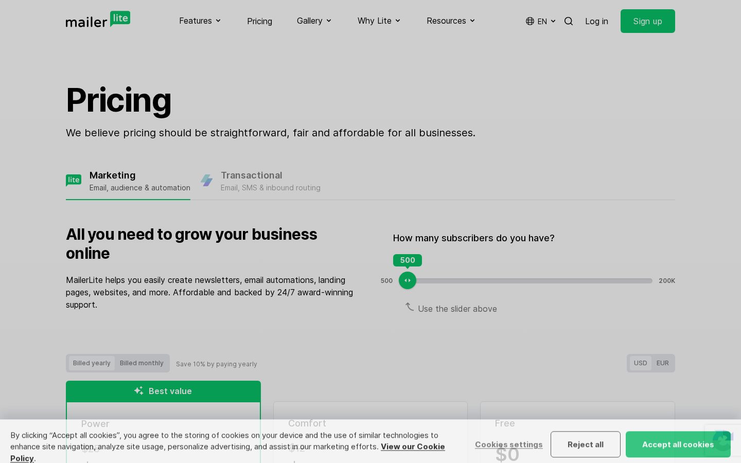 MailerLite email marketing MCP server Pricing
