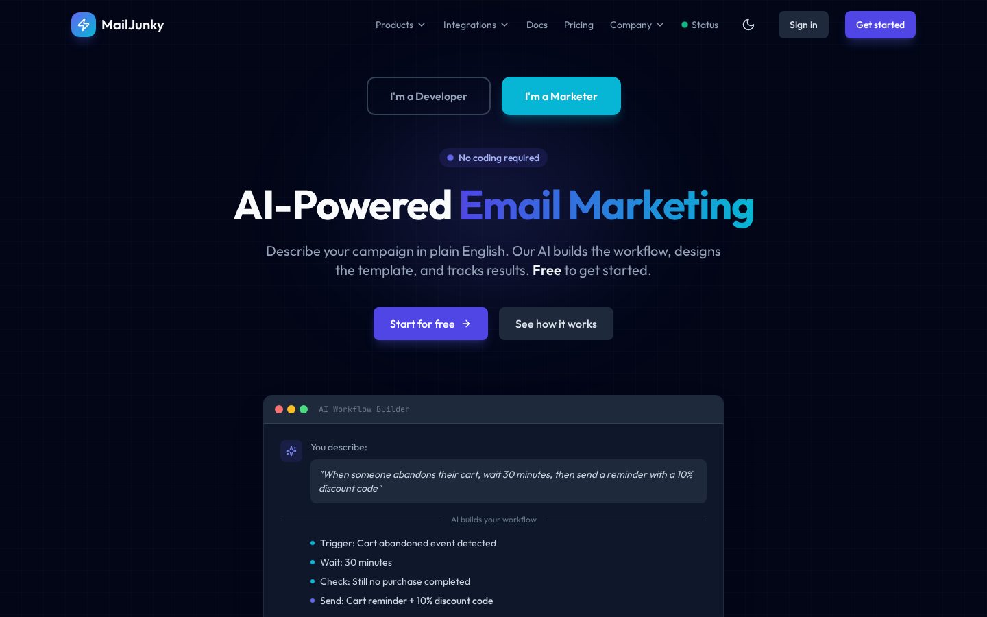 MailJunky Homepage