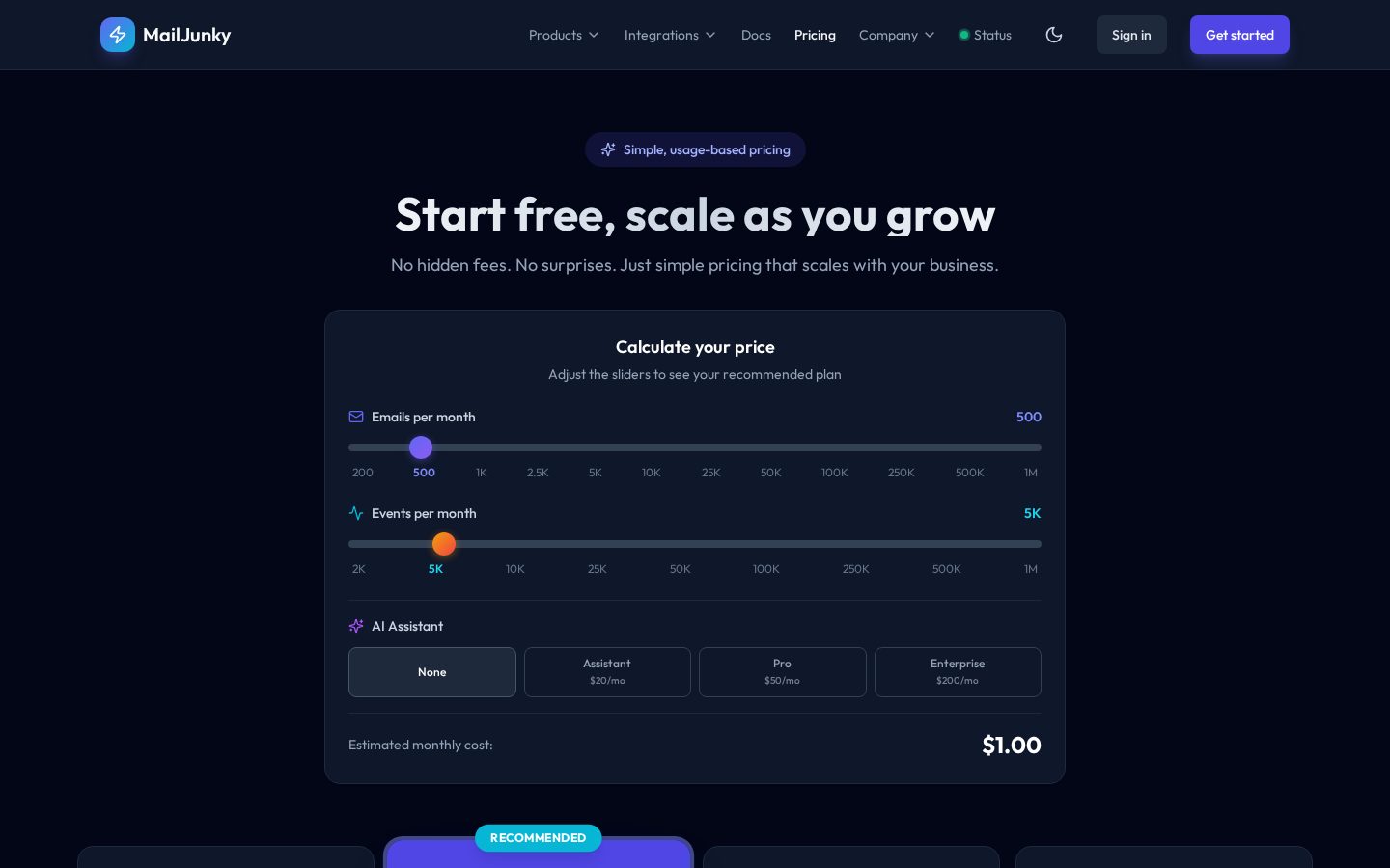 MailJunky Pricing