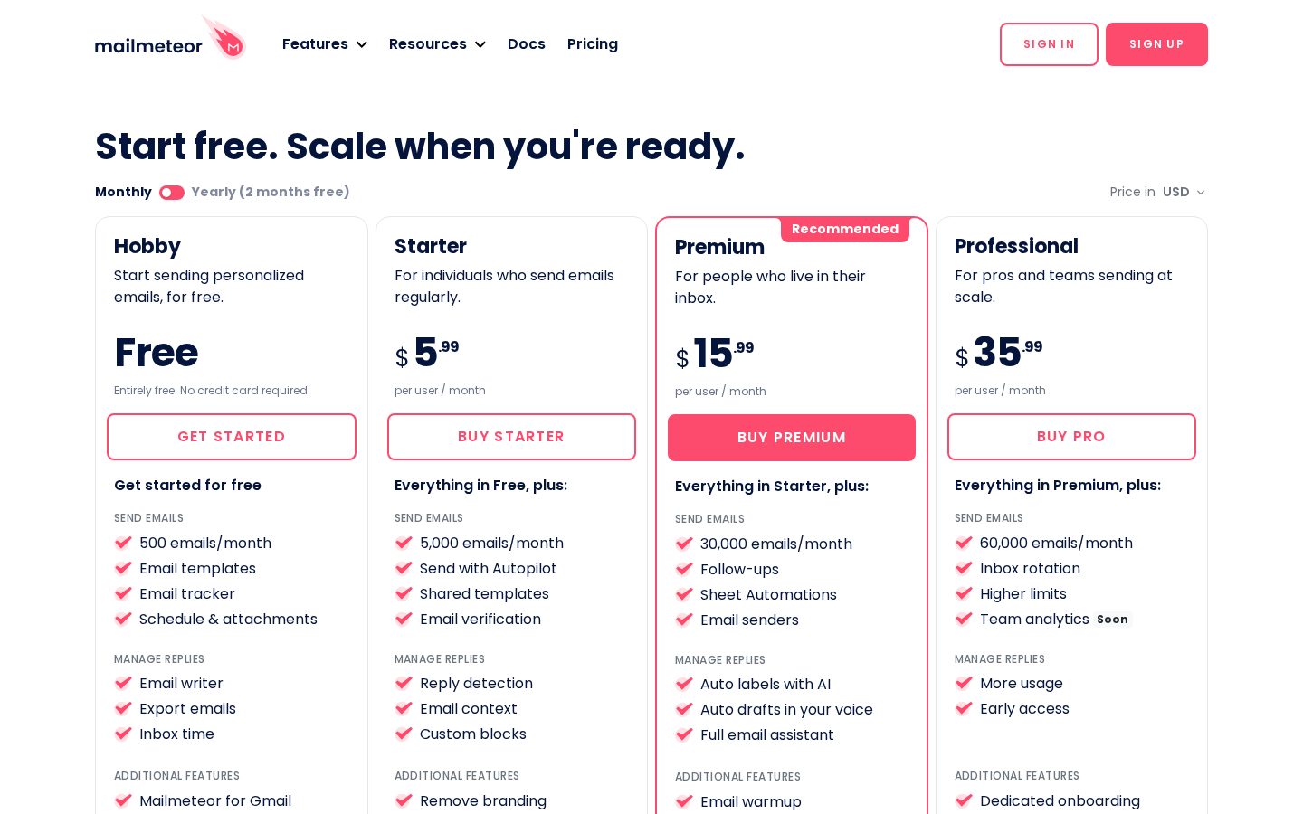 Mailmeteor Pricing