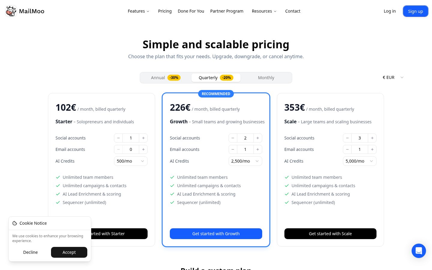 MailMoo Pricing
