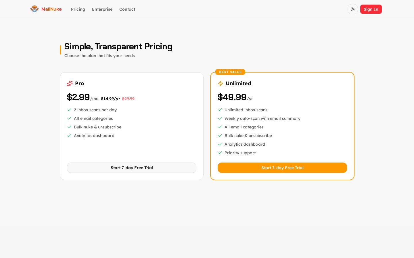 MailNuke Pricing