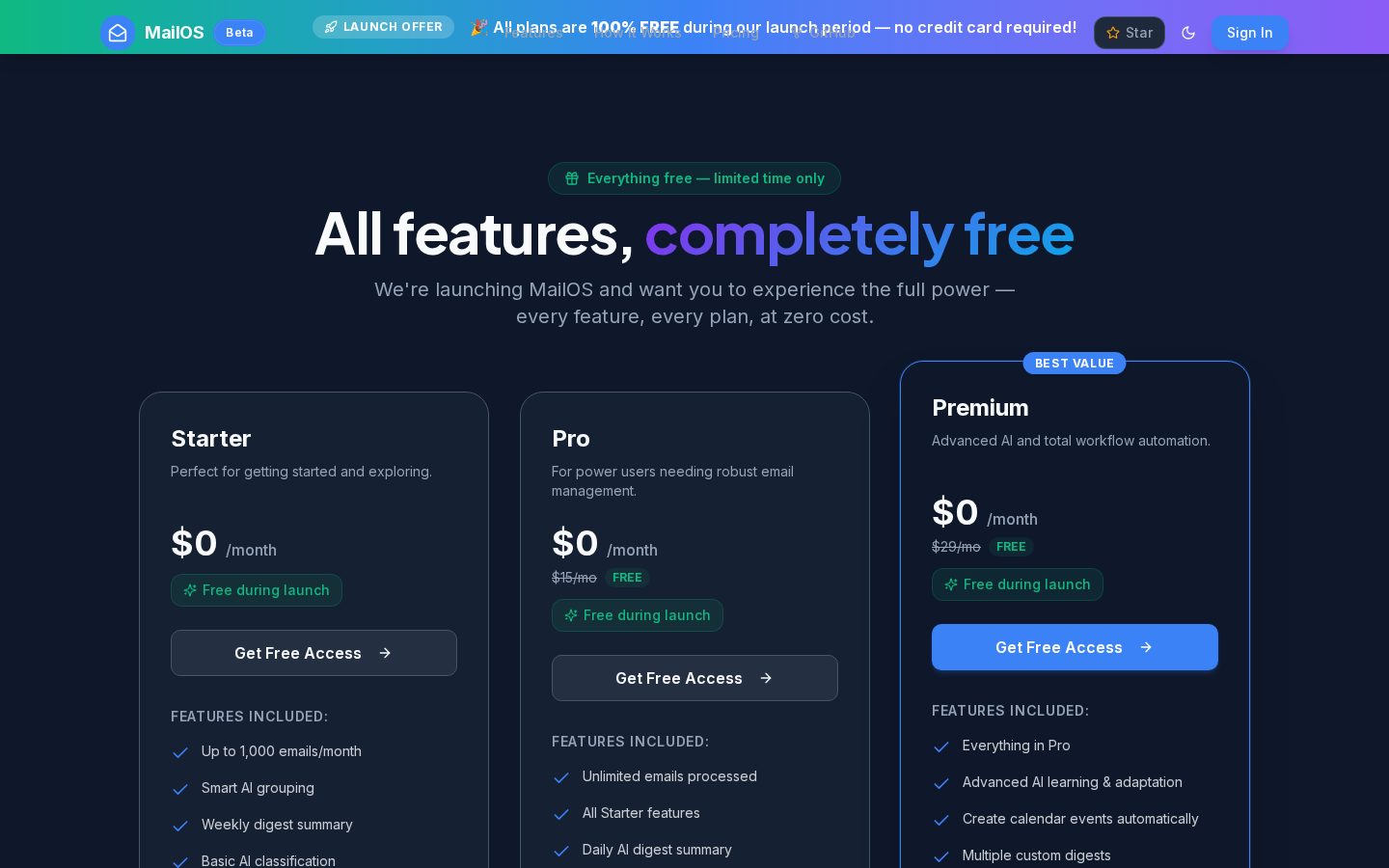 MailOS Pricing