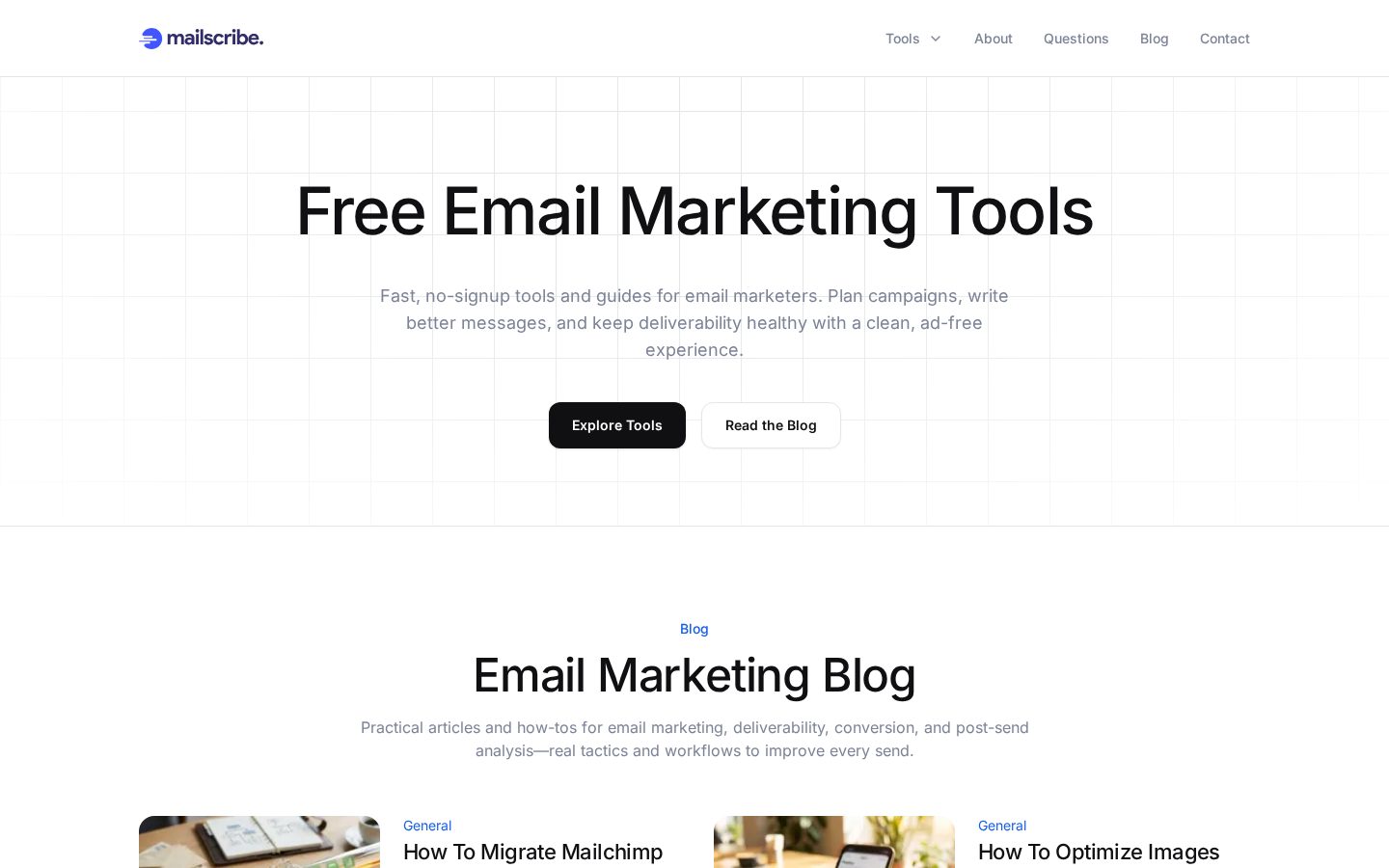 Mailscribe Homepage