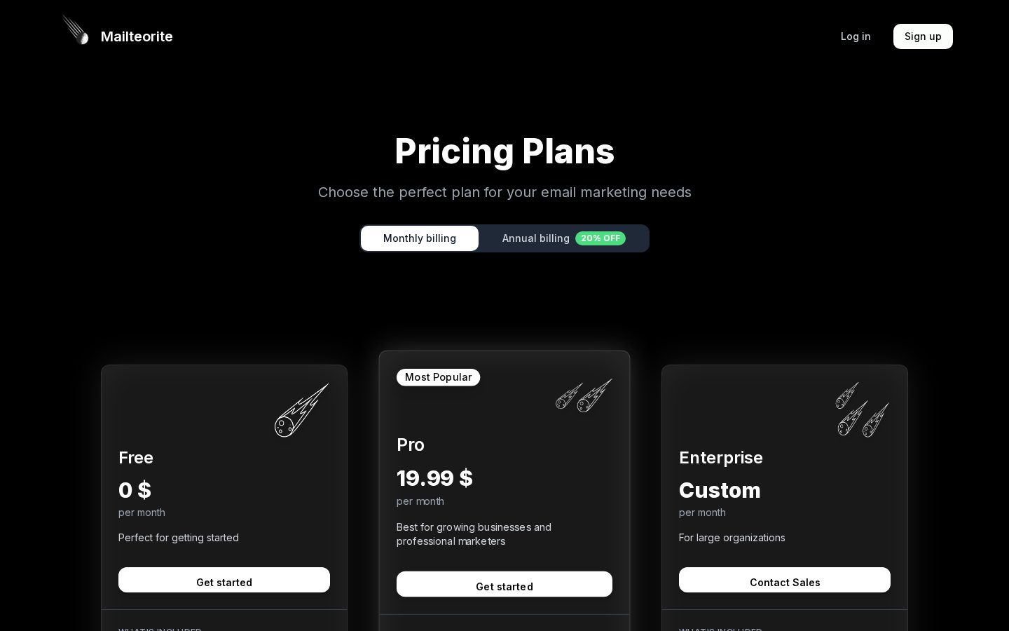 Mailteorite Pricing