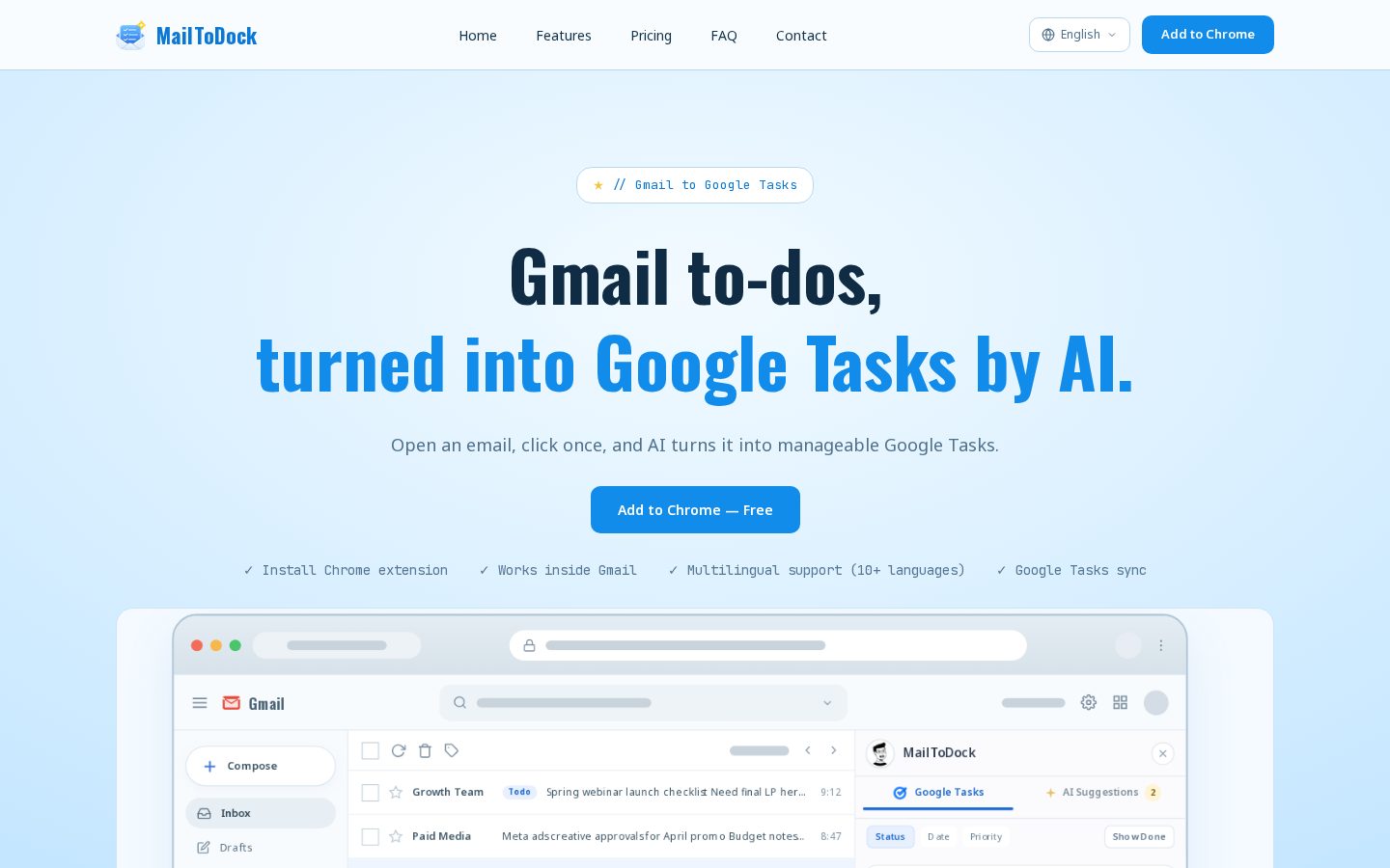 MailToDock Homepage