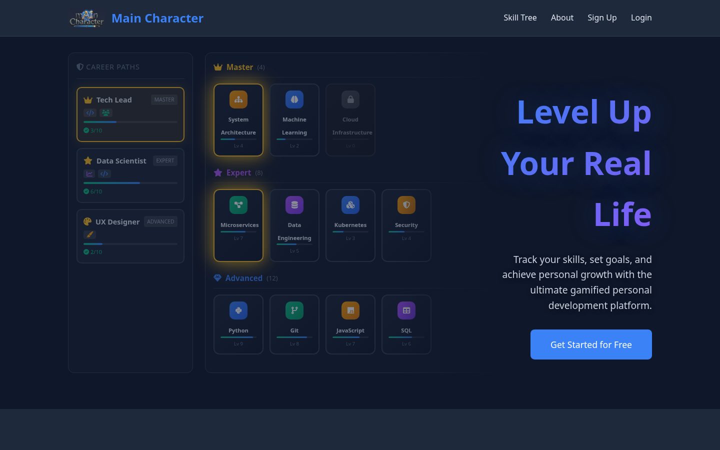 Main Character Homepage