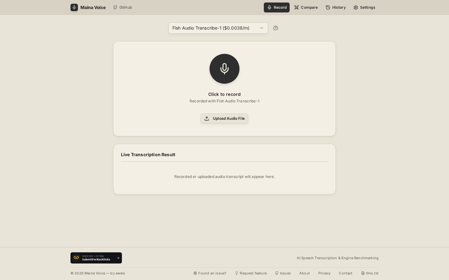 Maina Voice Homepage