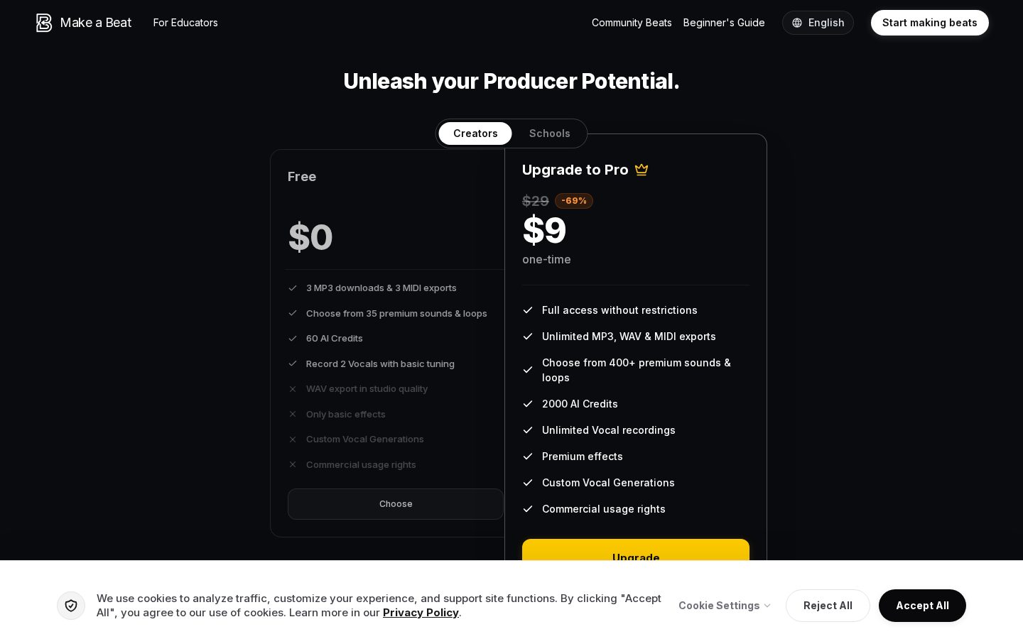 Make a Beat Pricing