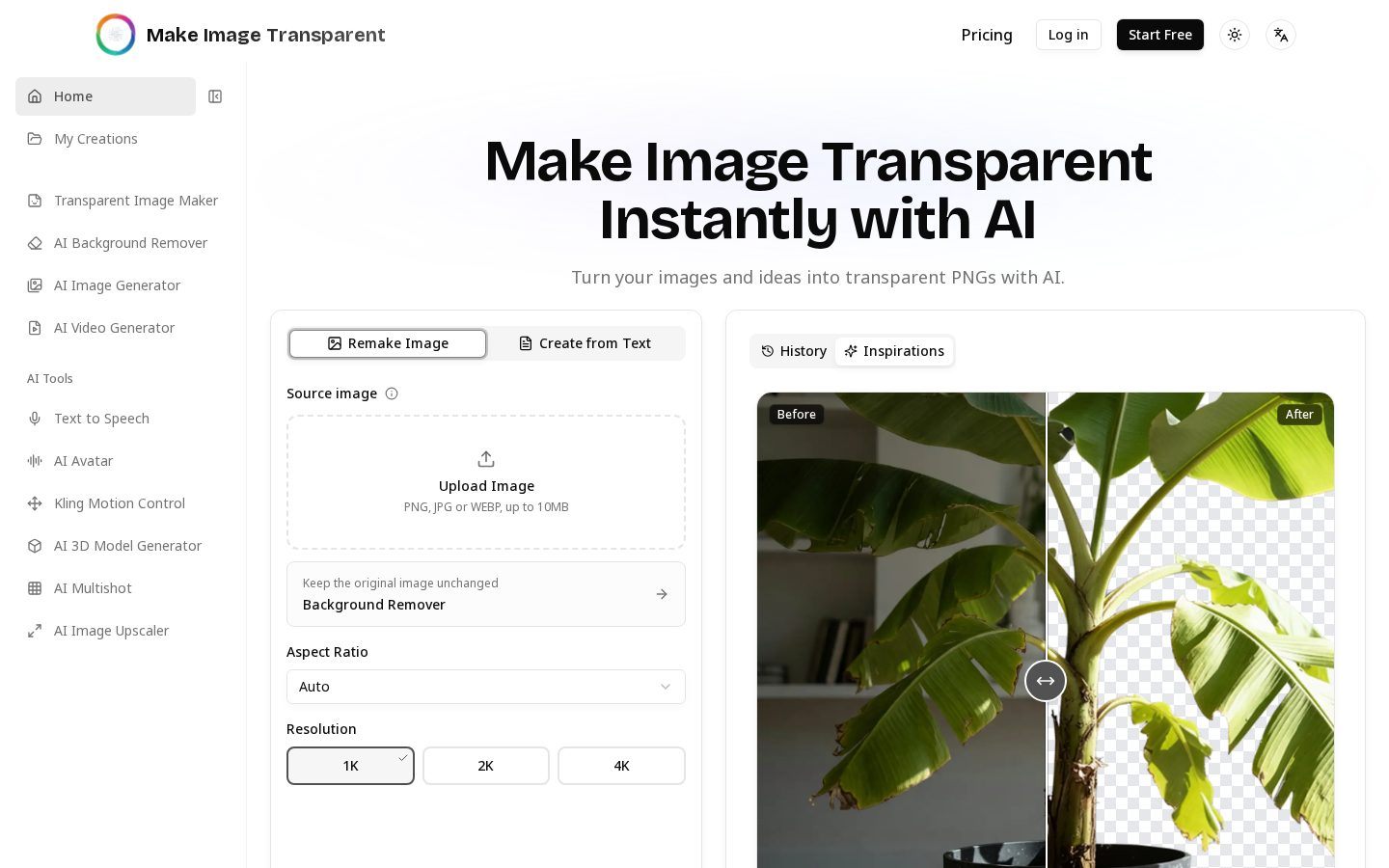 Make Image Transparent Homepage