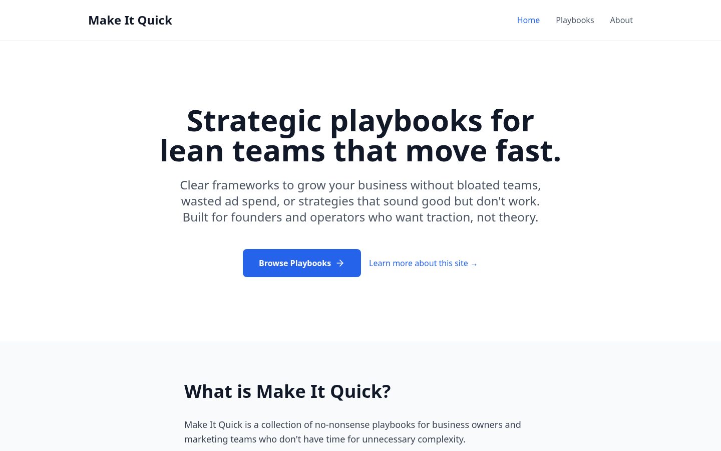 Make It Quick Homepage