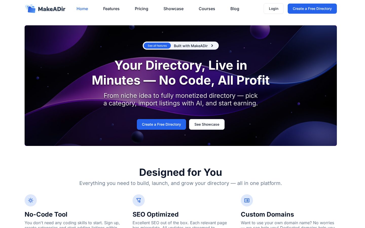 MakeADir.com Homepage