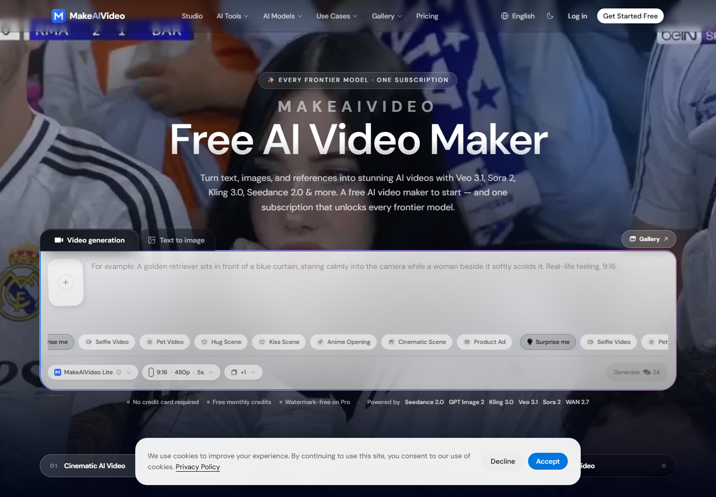 MakeAIVideo homepage