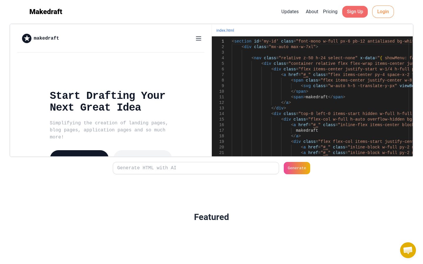 Makedraft Homepage