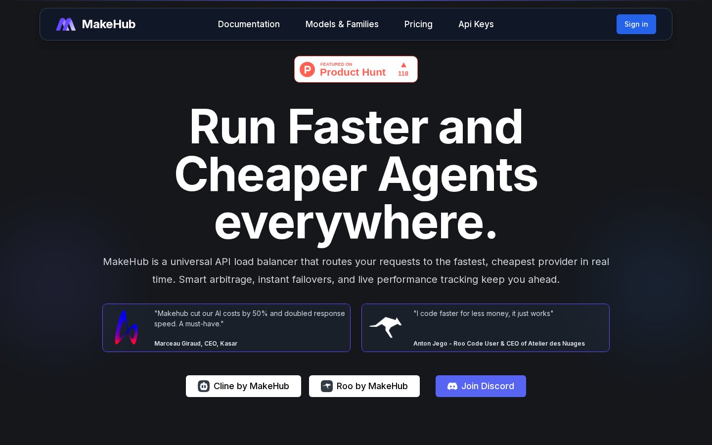 MakeHub.ai Homepage