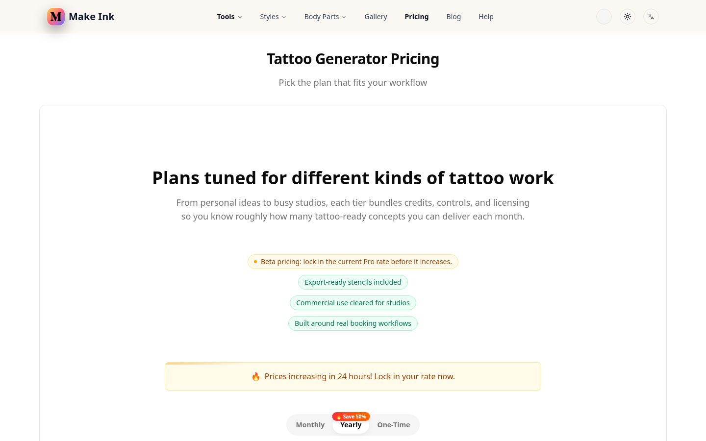 make.ink Pricing