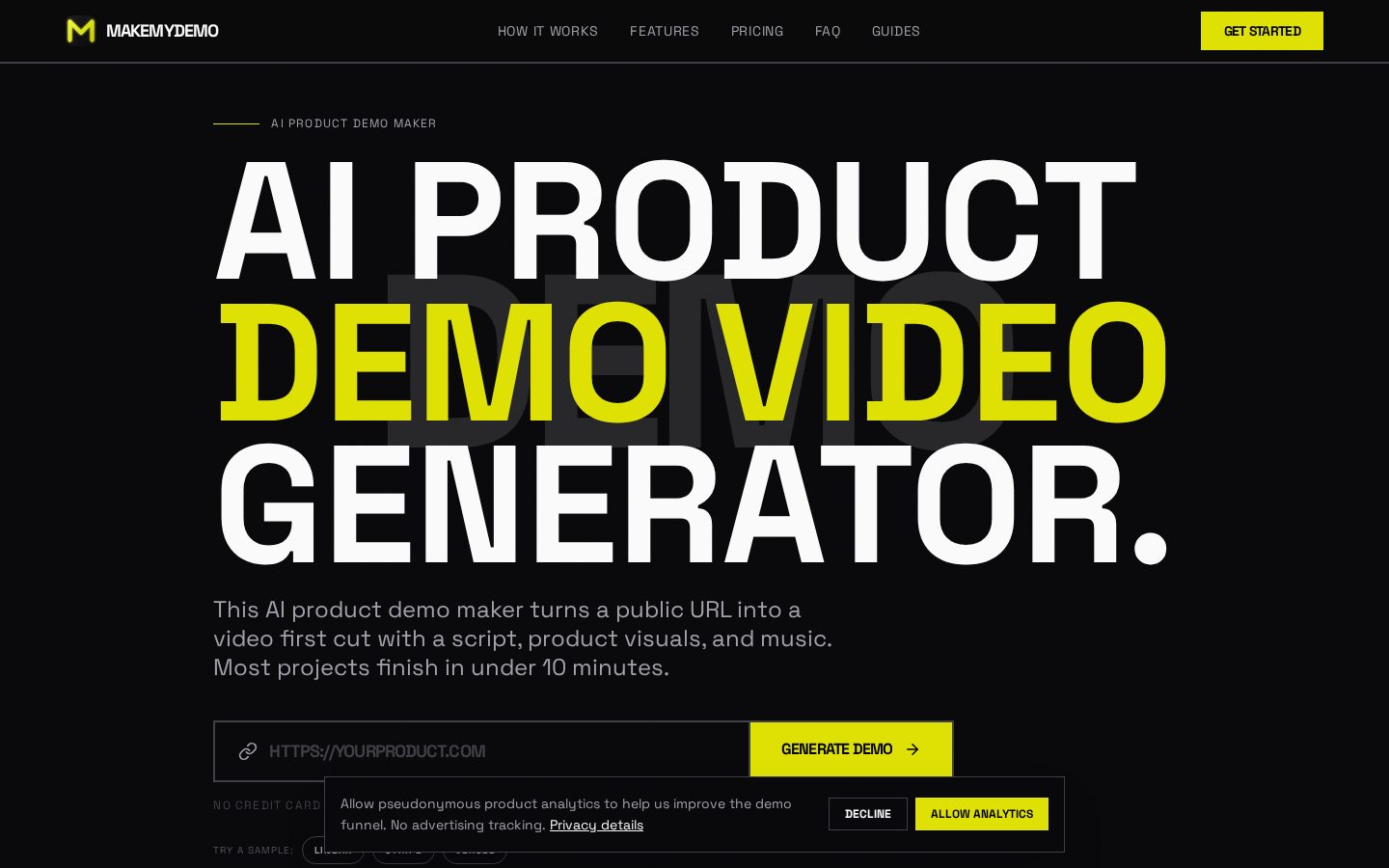 MakeMyDemo Homepage