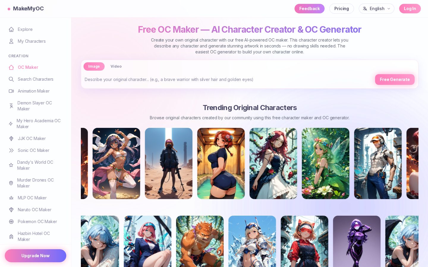 MakeMyOC Homepage