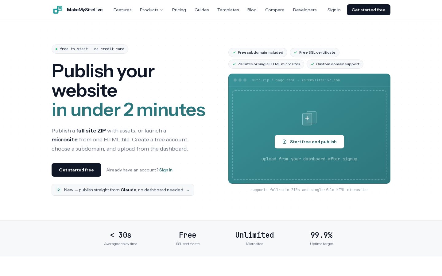 MakeMySiteLive Homepage
