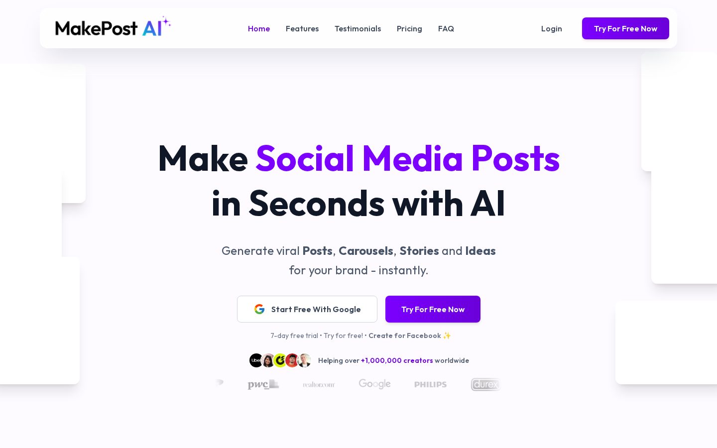 MakePostAI Homepage