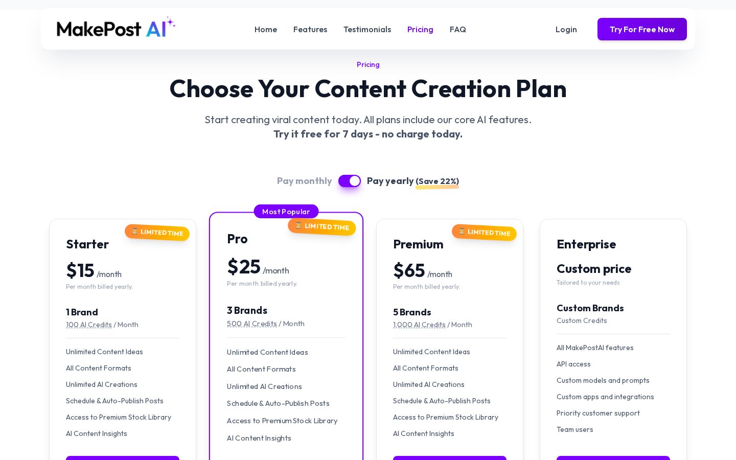 MakePostAI Pricing
