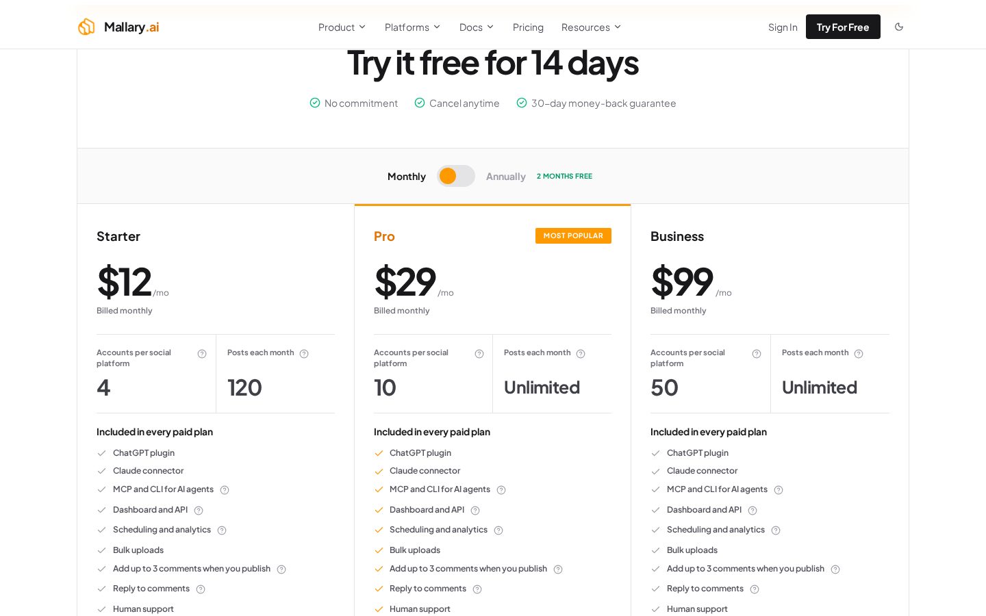 Mallary Pricing