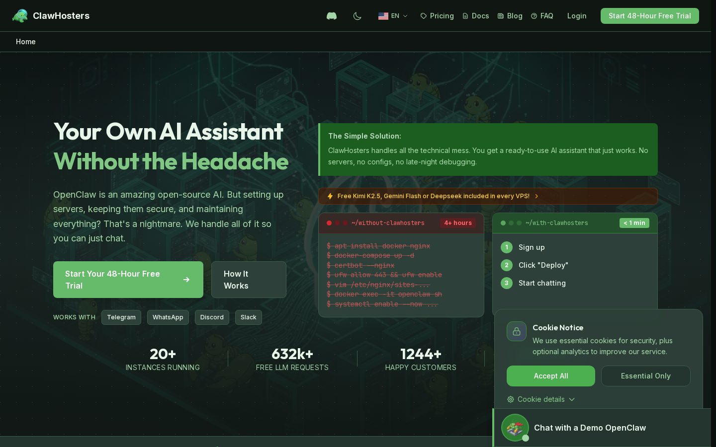 Managed OpenClaw Hosting Homepage