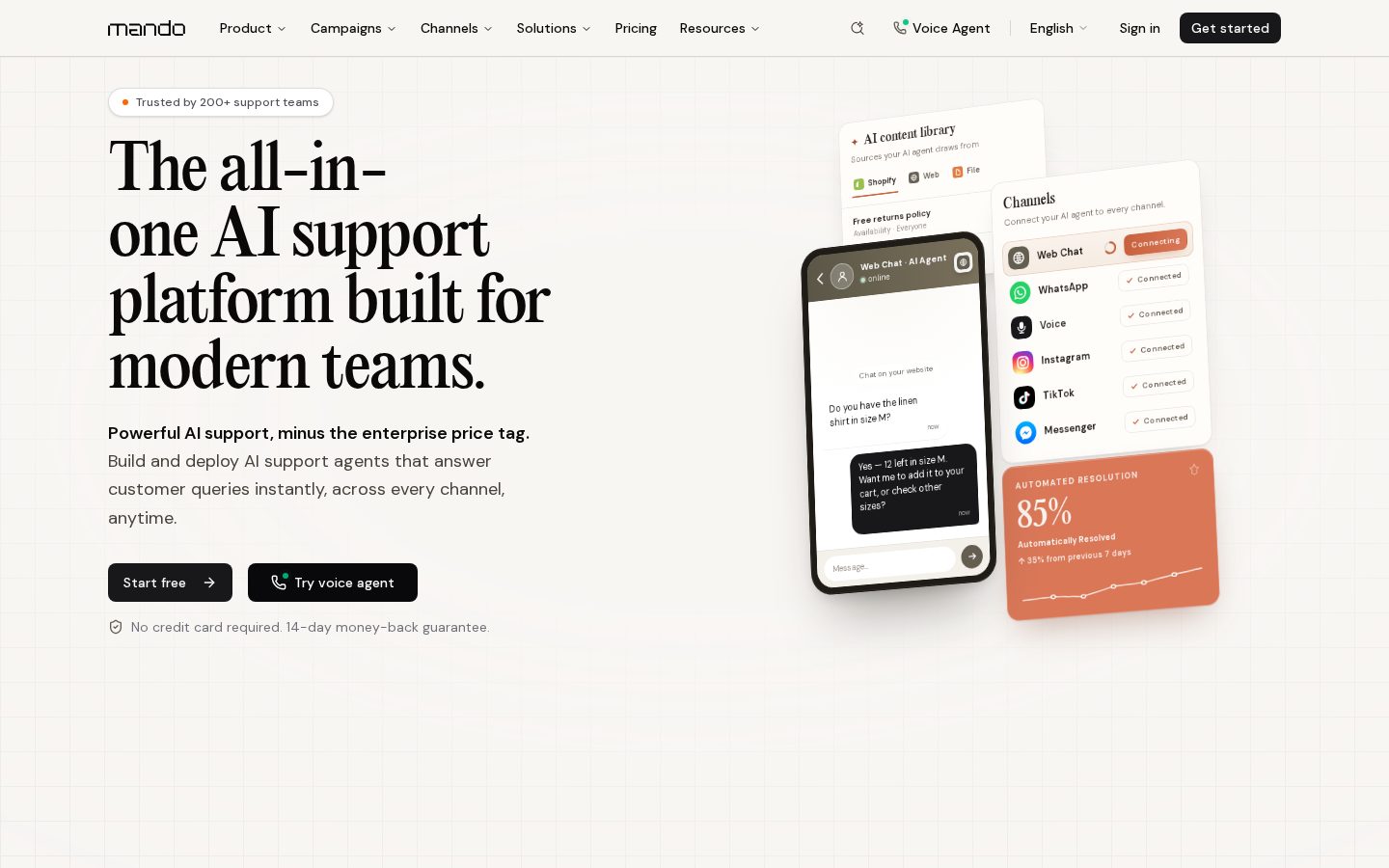 Mando AI Homepage