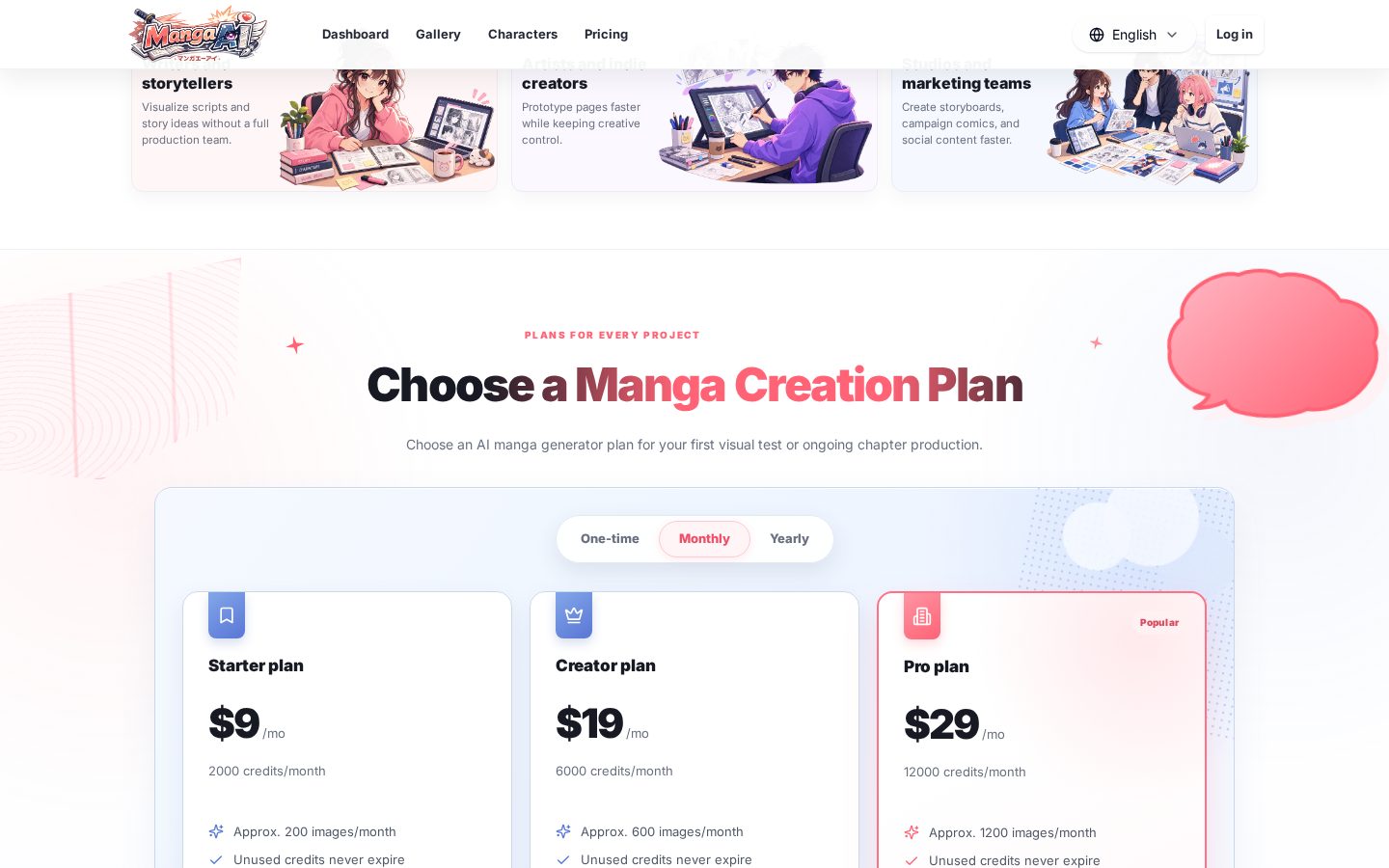 Manga AI Pricing